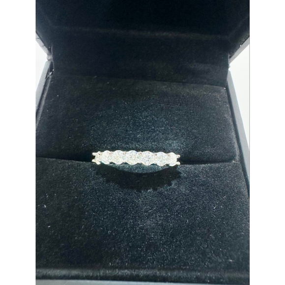 Moissanite Band 7 Stone Anniversary Wedding Ring 18K 925 GRA Round - Picture 16 of 17